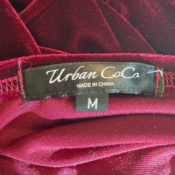 URBAN COCO Maroon Velvet Cross Neck Maxi Dress Womens Size M NWOT - Picture 10 of 14